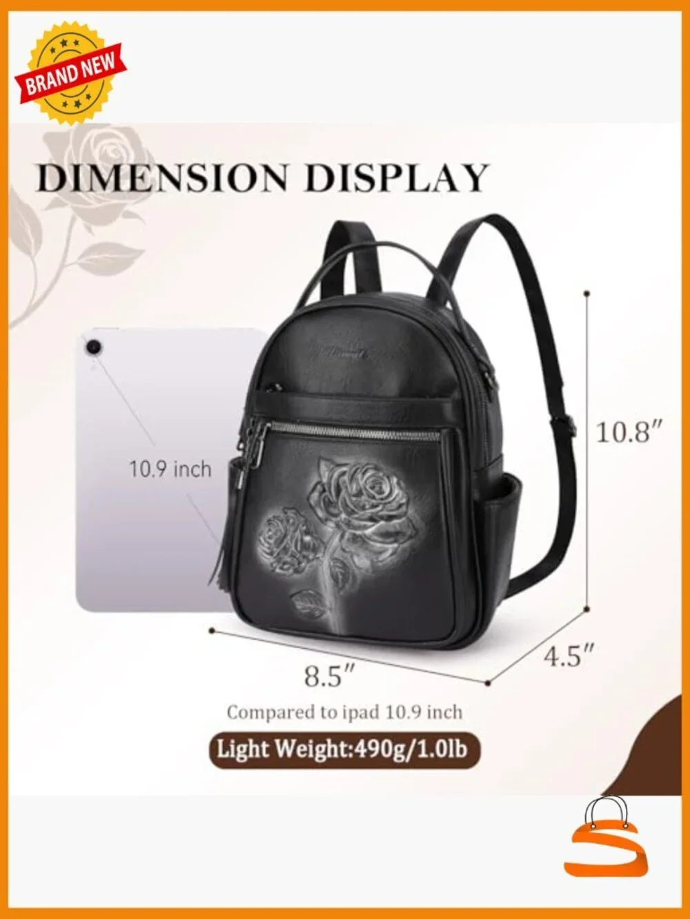 Women's Embossed Leather Mini Backpack Purse Travel Daypack Shoulder Handbag
